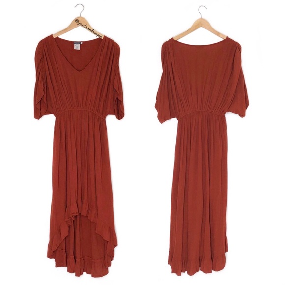 EARTHBOUND Dresses & Skirts - Earthbound Rust Orange Hi Low Boho Peasant Dress